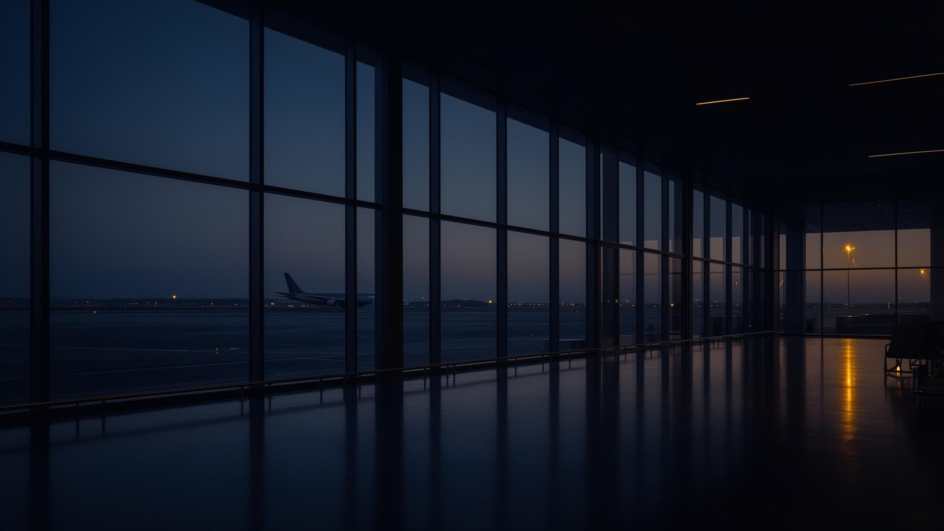 Luxury airport at dusk